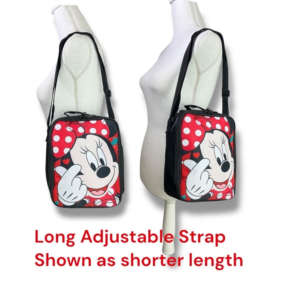Disney’s Minnie Mouse Lunch Bag Insulated Polka Dot Red Black Meal Bag Tote NEW - Picture 4 of 16